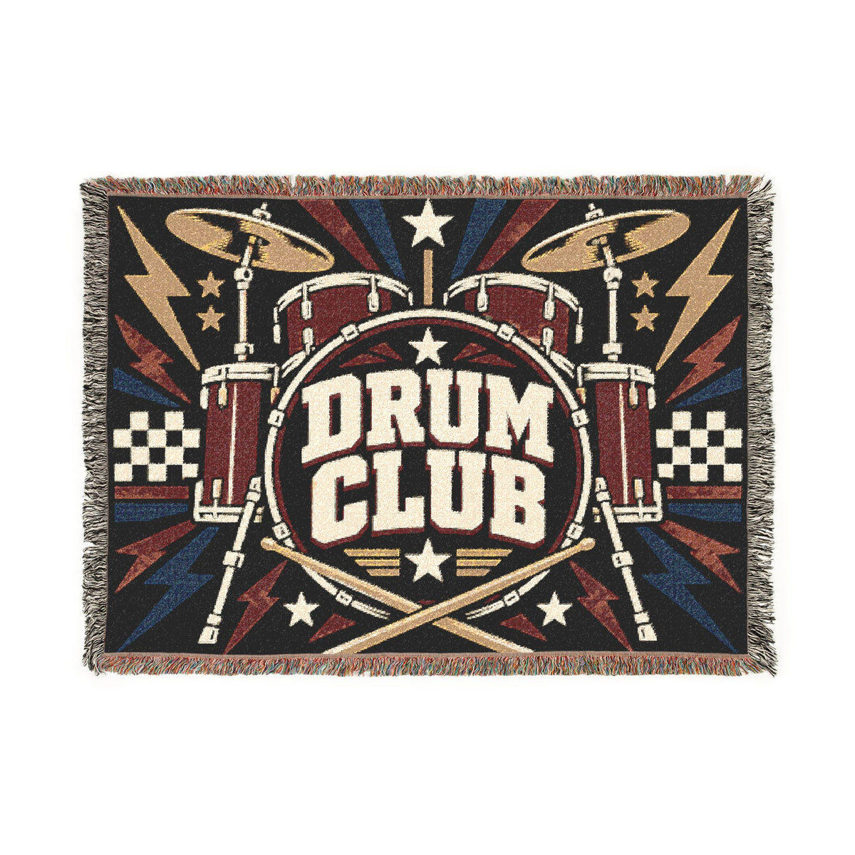 DRUM CLUB Woven Cotton Blanket – Vintage Drum Kit Throw
