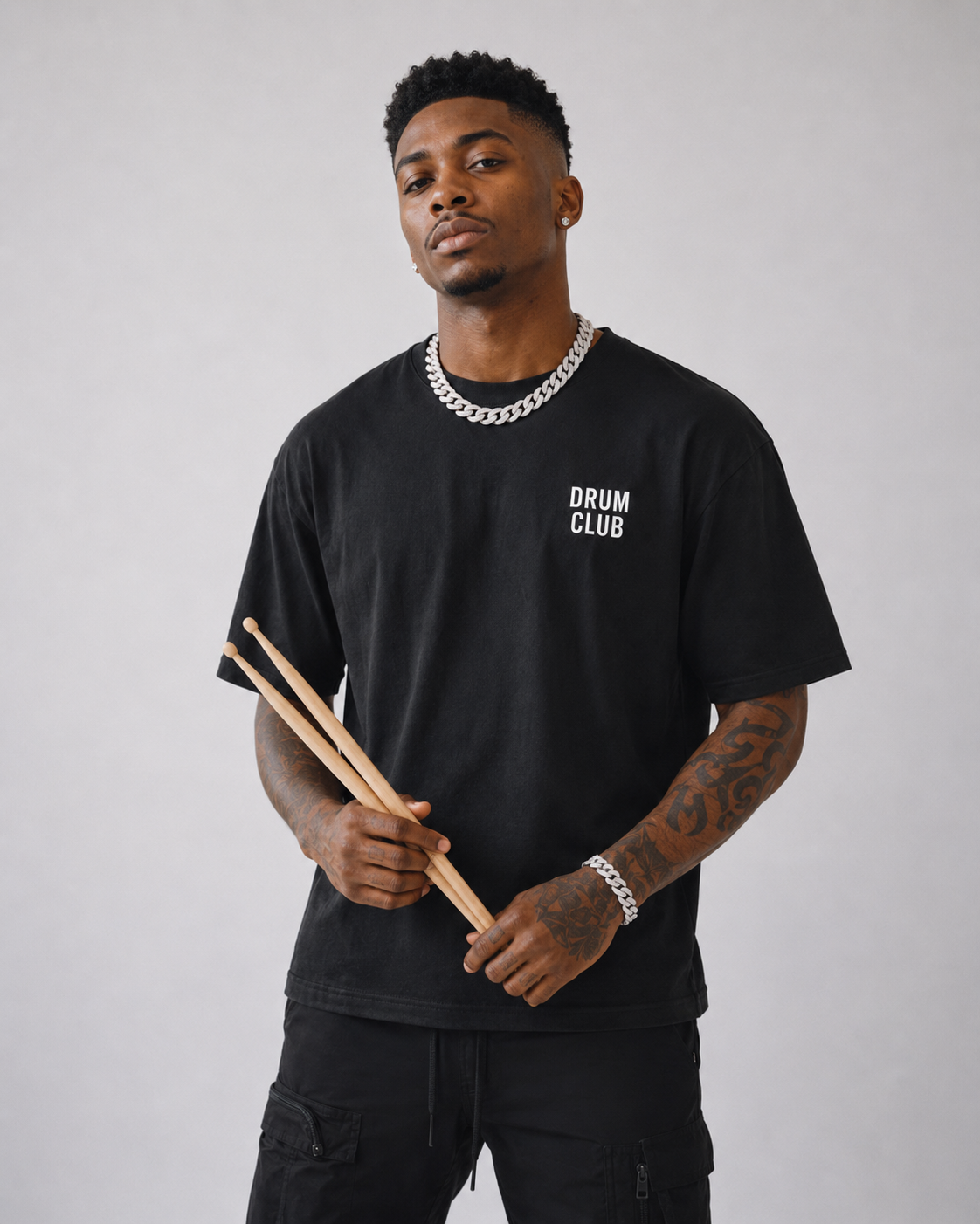 DRUM CLUB Global Black Tee | Oversized Heavyweight Shirt – Drum