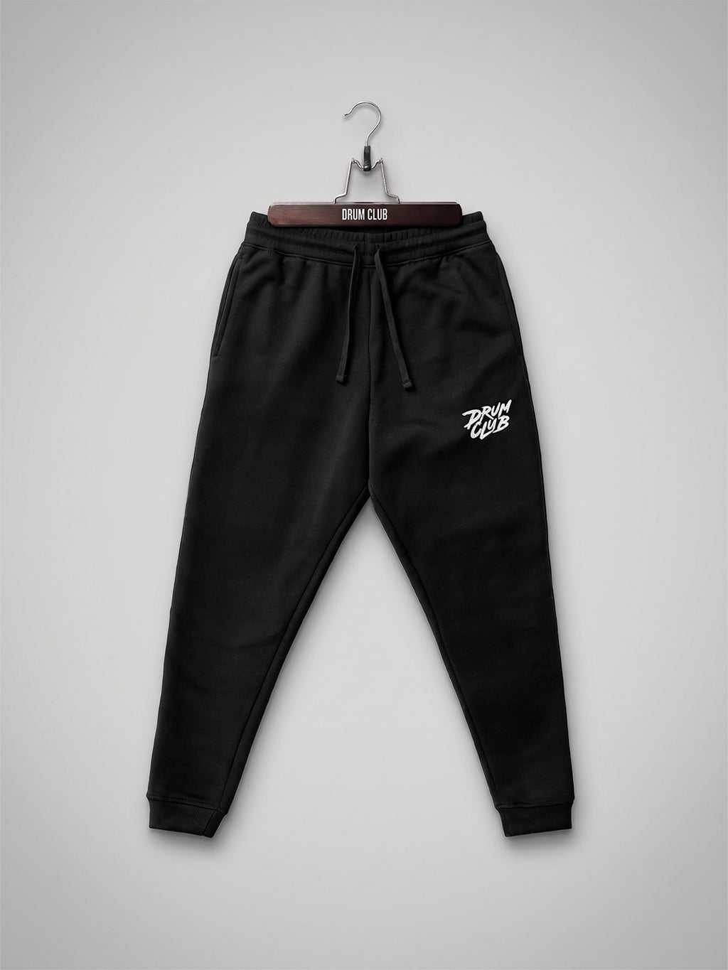 DRUM CLUB Brush Embroidered Fleece Joggers — Black